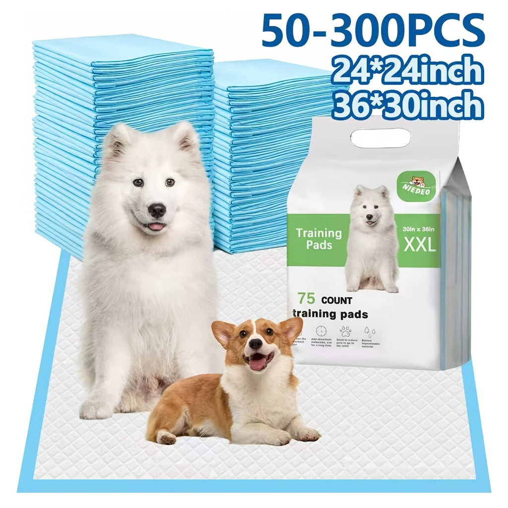 Pet Training Pads 36 x 30 or 24 x 24 Inches, Thick Disposable Absorbent Puppy Pee Pads with Leak Protection and Odor Control, 50 to 300 Count Options
