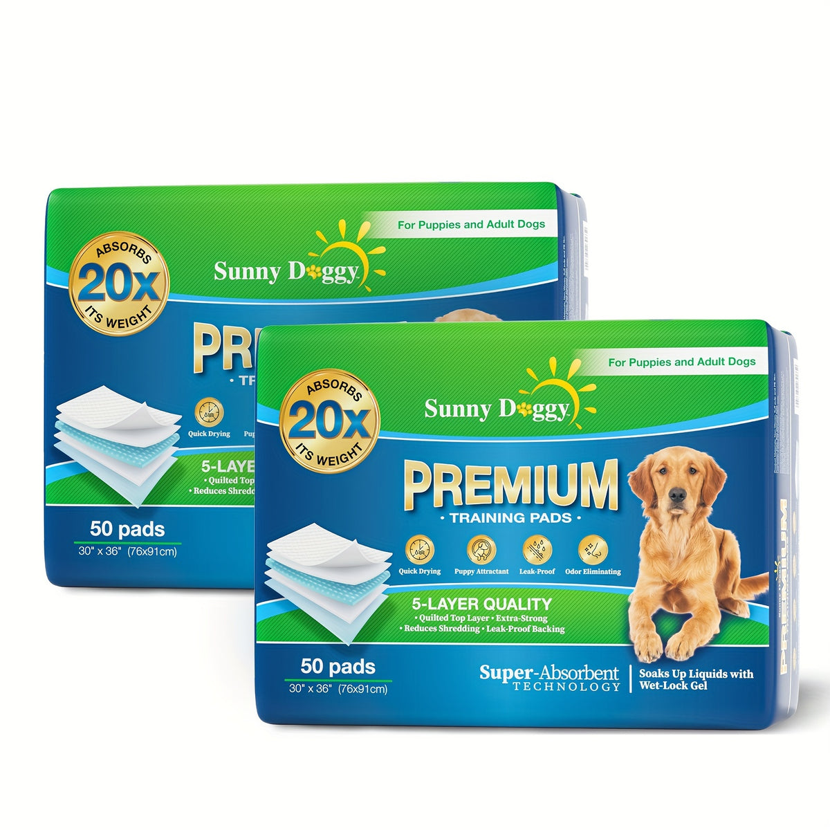Puppy Housebreaking Pads with Odor Control, Disposable Absorbent Dog Pee Pads in 240 Count 22 x 22 Inch or 100 Count 30 x 36 Inch Options