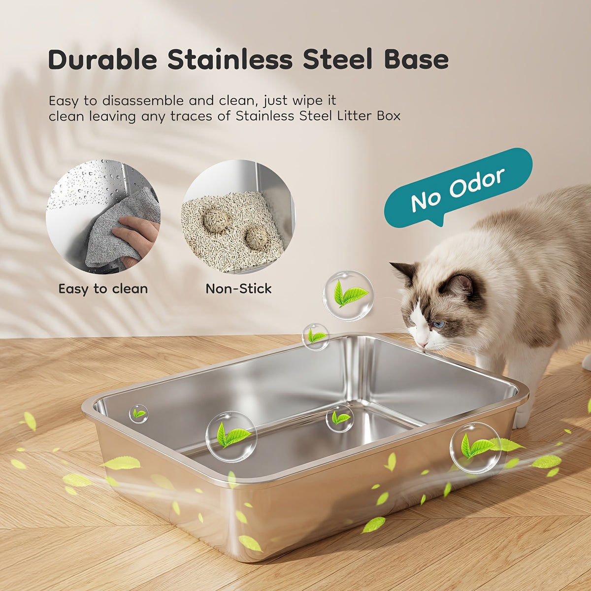 Front Entry Top Exit Stainless Steel Litter Box with Lid, Extra Large Black Enclosed Cat Toilet with Convertible Cover, Litter Scoop and Mat