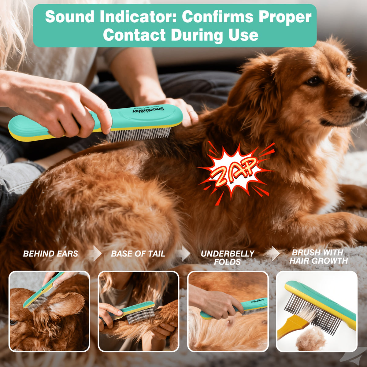 Flea Comb for Dogs and Cats, 3-Row Stainless Steel Teeth with Anti-Static Design, Detangling Grooming Tool for Poodles, Shih Tzus and Long-Haired Pets