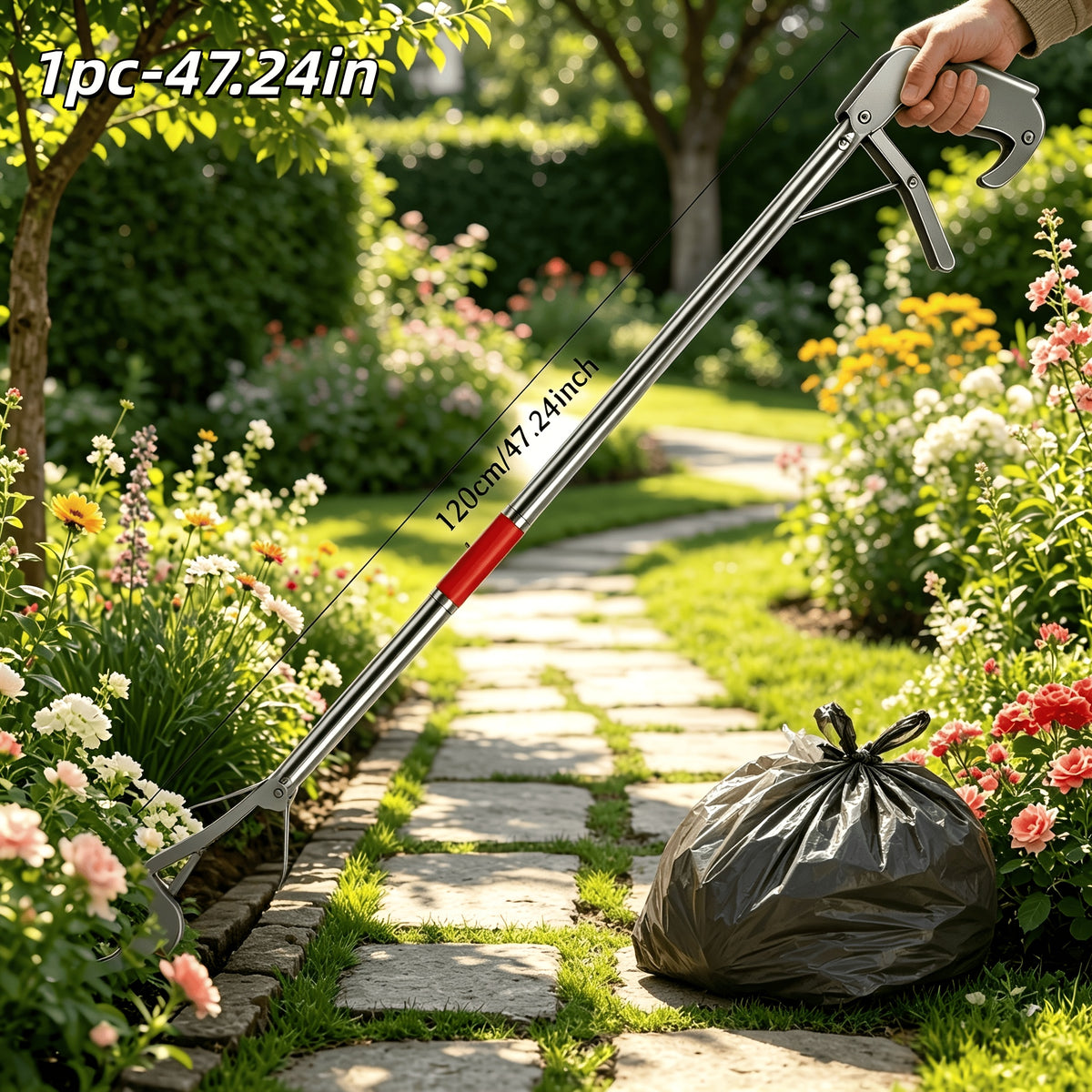 Grabber Reacher Tool, 47.24-Inch Foldable Telescopic Stainless Steel Gripper with Anti-Slip Grip for Outdoor Litter Pickup and Fishing Tasks