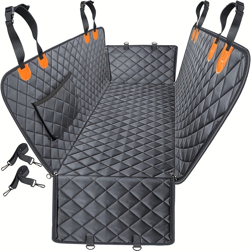 Quilted Dog Car Seat Cover 600D, Rear Seat Hammock and Cargo Liner with Side Flaps and Storage Pocket for Compatible Cars, Trucks and SUVs