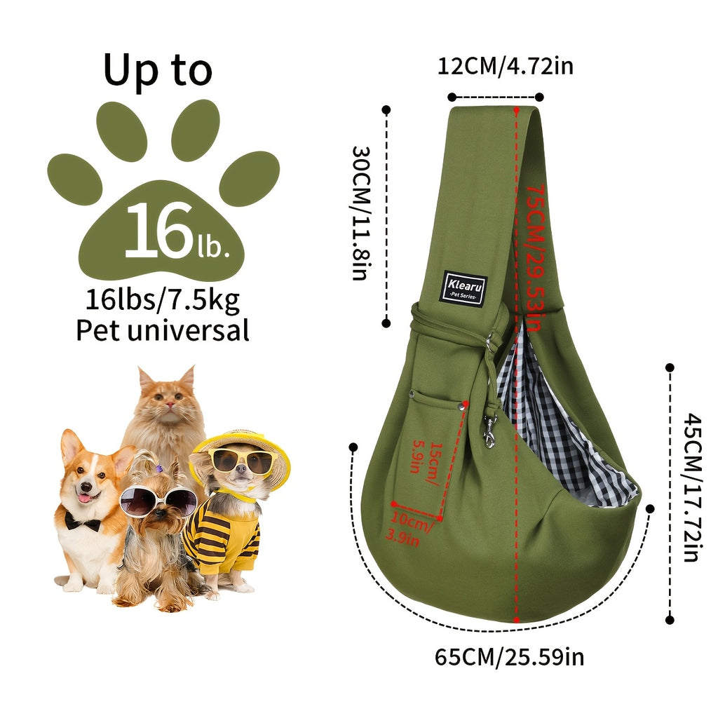 Crossbody Pet Carrier Sling for Dogs and Cats, Lightweight Breathable Foldable Travel Bag with 15 Poop Bags and Dispenser for Everyday Outings
