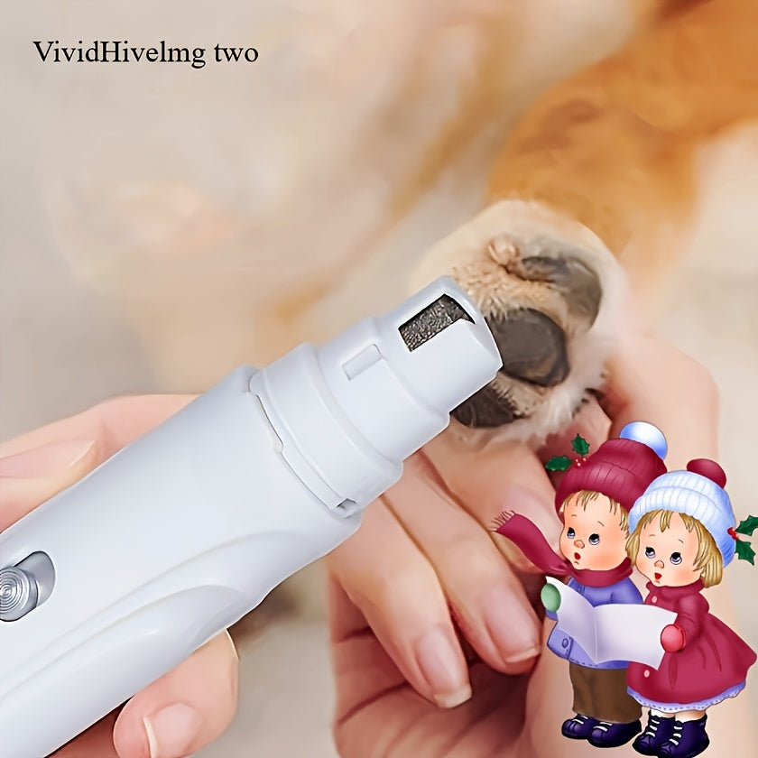 Electric Dog Nail Grinder and Trimmer, Lightweight White 2-Speed Pet Nail File with 5000 and 7500 RPM Settings for Puppy and Dog Paw Grooming
