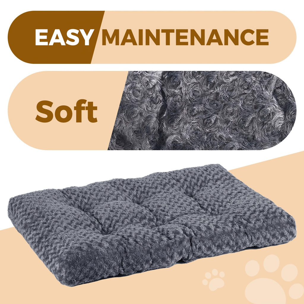 Machine Washable Dog Crate Pad and Cat Bed with Cover, Soft Cushioned Indoor Pet Bedding in 35in or 46in Options for Cozy Everyday Rest