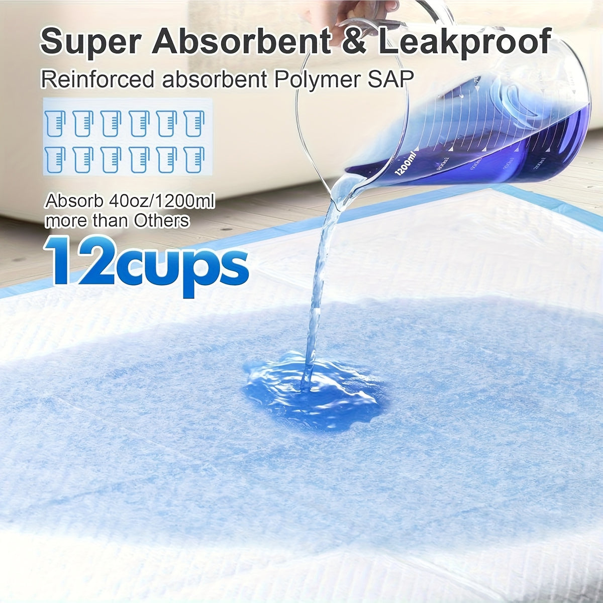 Dog Pee Pads XXXL 31x47/32x36/57x31 Inch, Disposable Dog Urine Pads 8-Layer Thickened Highly Absorbent Leak-Proof, Oversized Puppy Training Pads for Cars Cages Sofas, 60 Count