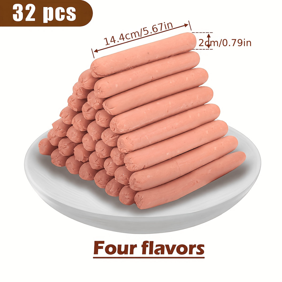 Dog Sausage Snack Packs with Chicken, Duck, Beef and Fish Flavor Options, 16 or 32 Piece Selections and 250g Pack for Everyday Training Rewards