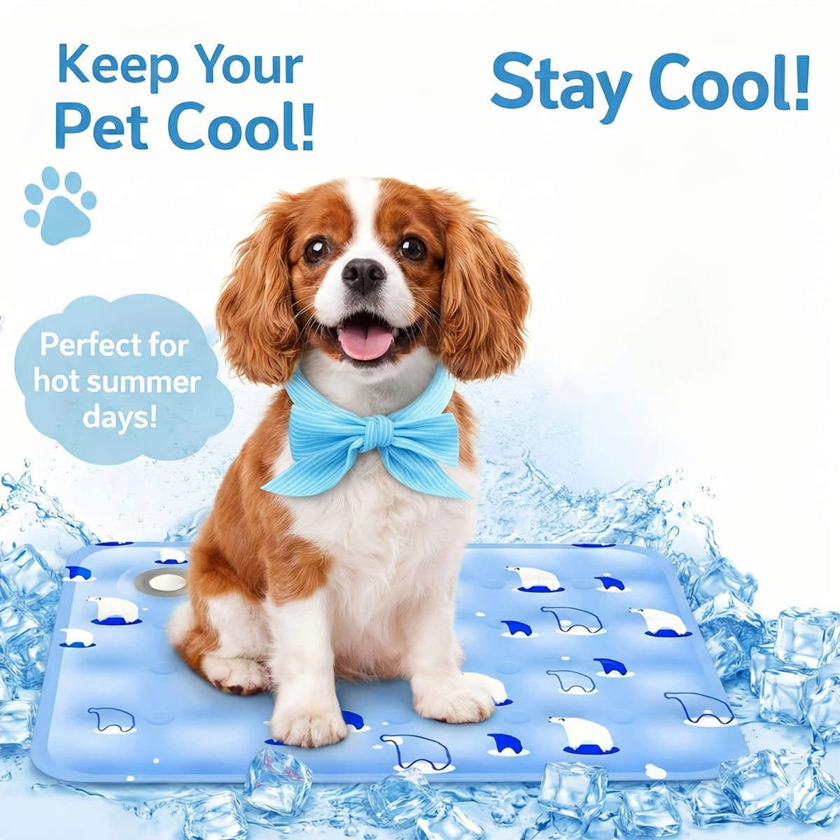Gel Cooling Mat for Dogs and Cats, Water-Activated Reusable Pet Resting Pad in Two Sizes and Four Patterns for Indoor and Outdoor Summer Lounging