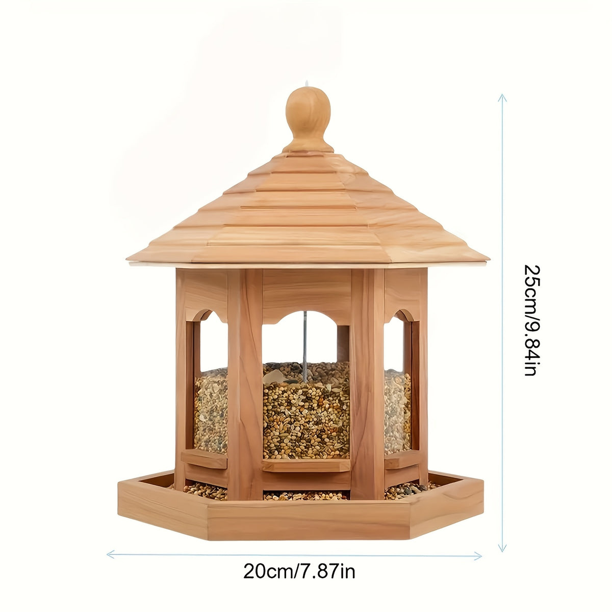 Wooden Hanging Bird Feeder for Outdoors, 1-Piece Wood Bird Feeding Station for Balcony, Patio and Garden Backyard Birdwatching