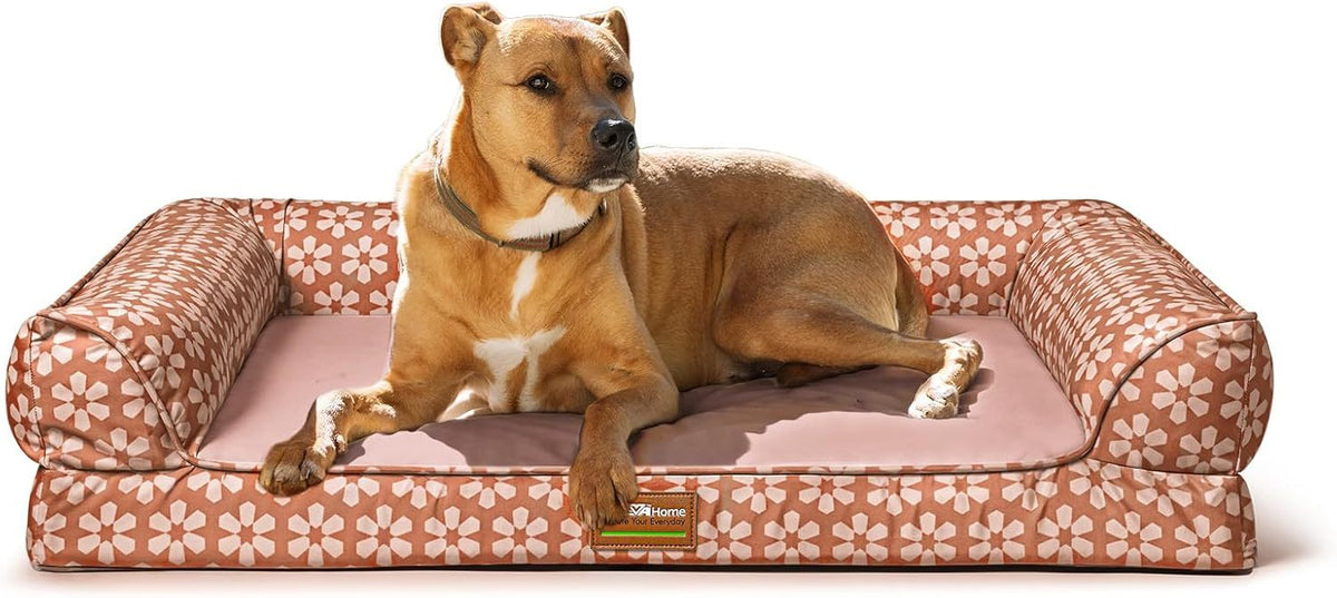 Dog Bed with Removable Bolsters, Egg Crate Foam Pet Sofa with Machine Washable Cover and Non-Slip Bottom, M L XL Sizes in Three Color Options
