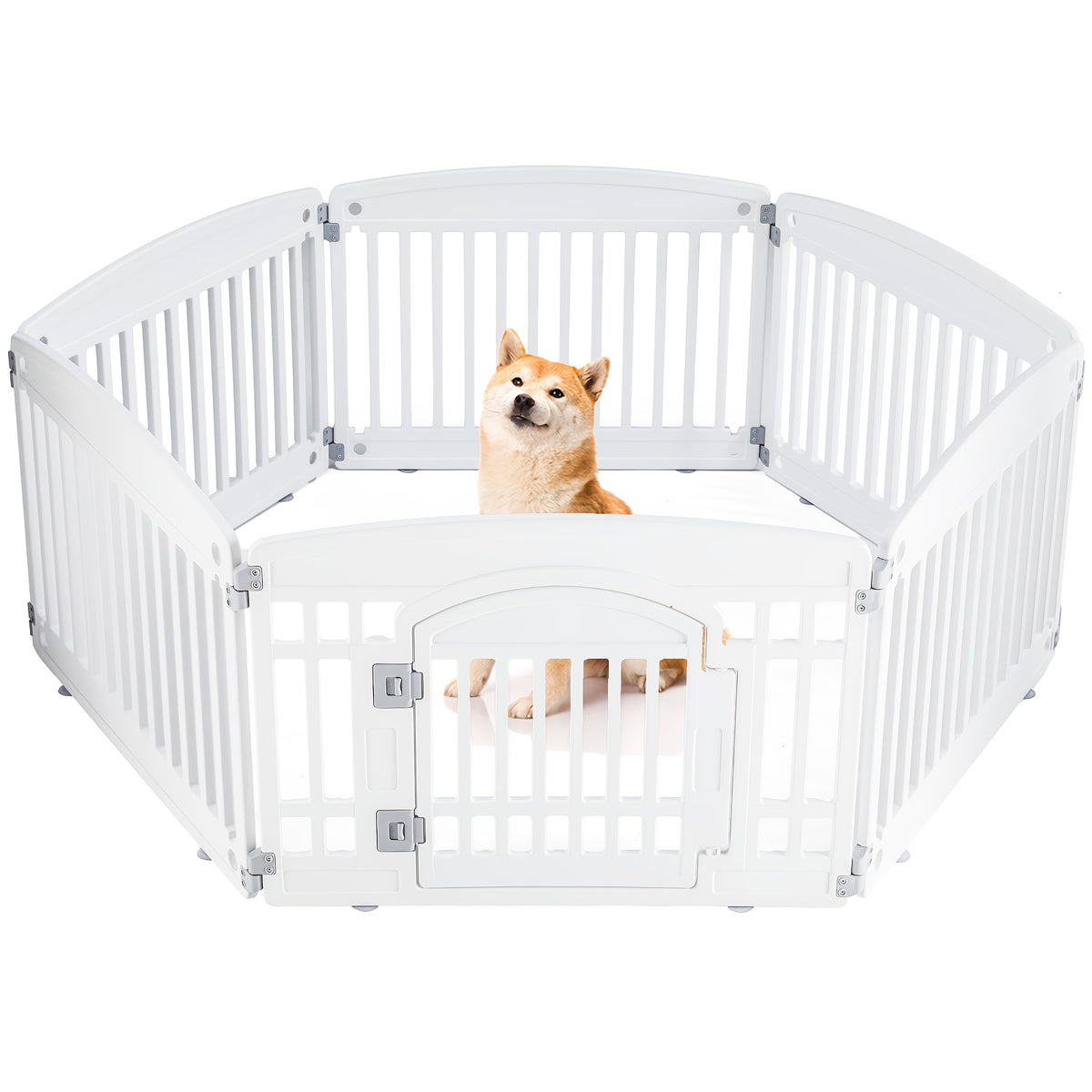 Plastic Dog Playpen with Locking Door, Expandable Puppy Exercise Pen for Small and Medium Dogs, Indoor Outdoor Use with 4, 6 or 8 Panel Options