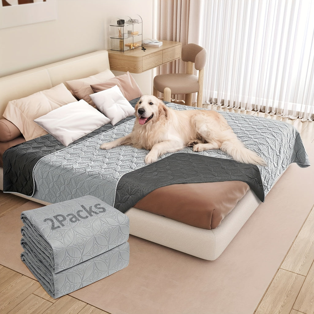Reversible Dog Blankets 2 Pack, Soft Washable Pet Furniture Protectors for Large Dogs, Couch and Dog Bed Covers in Three Size Options