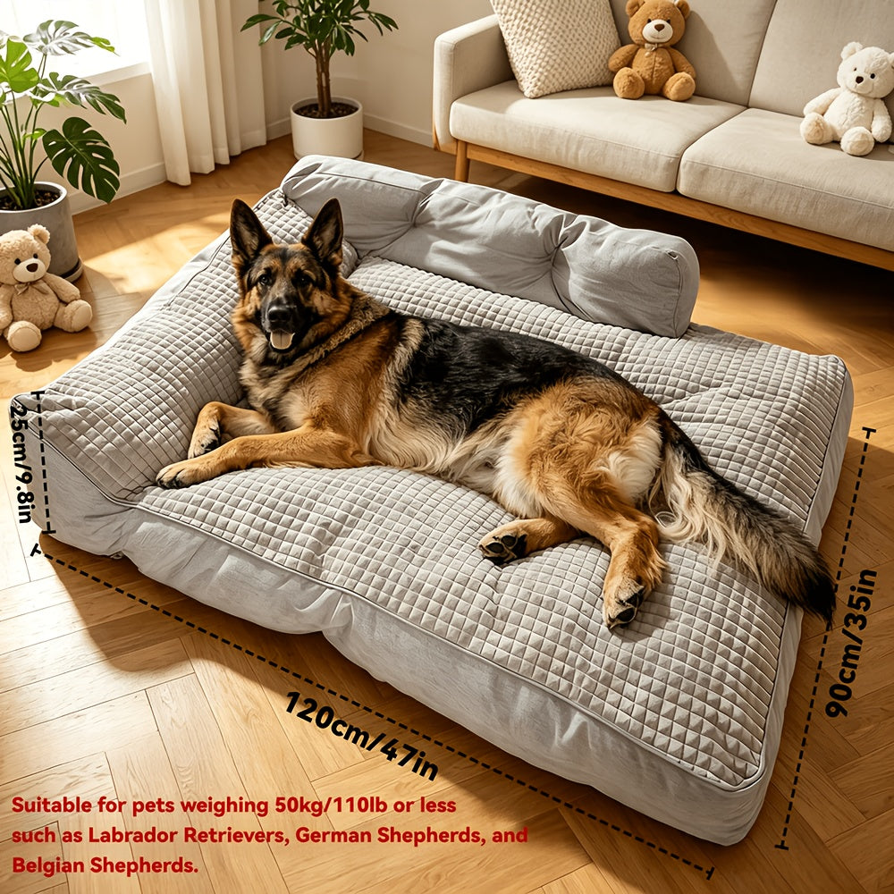Three-Sided Bolster Dog Bed with Memory Foam and Egg Crate Cushioning, Gray Orthopedic Pet Sofa for Everyday Rest, S L XL Sizes for Dogs