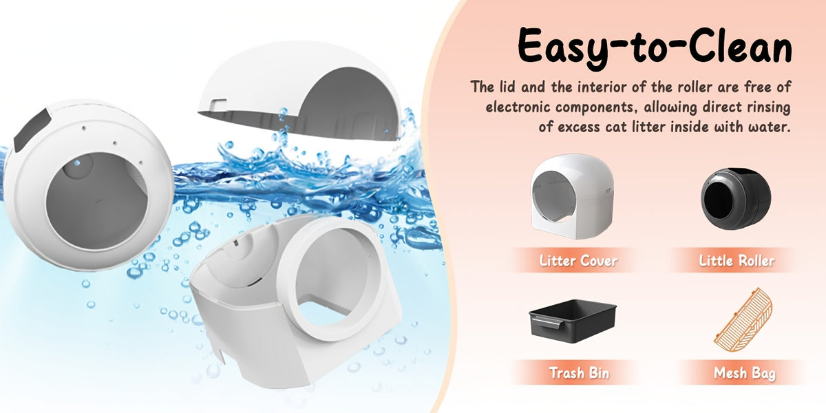 Self Cleaning Litter Box with 90L Interior and 10L Waste Drawer, App-Controlled White Automatic Cat Toilet with Entry Step and Litter Mat