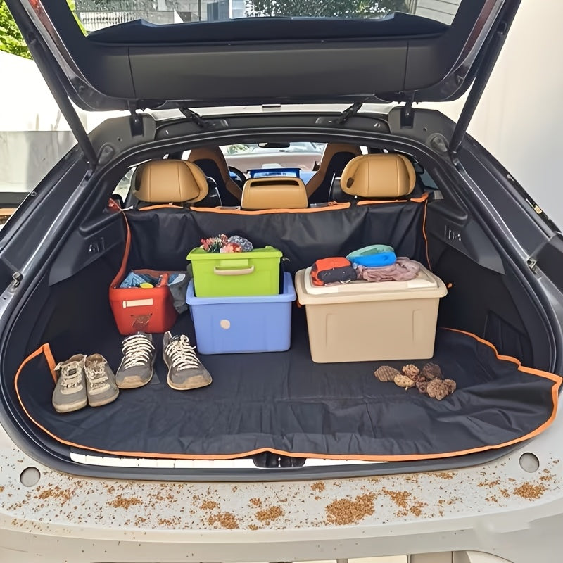 Dog Cargo Cover with Orange Edge, Thin Washable Oxford Fabric Trunk Liner for Compatible SUVs, Pet Interior Protection Mat for Everyday Travel