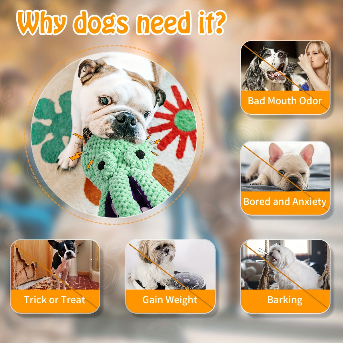 Six-Legged Octopus Dog Toy with Squeaker, Single Plush Interactive Pet Toy for Medium Dogs, Supervised Gentle Play and Dog Gift Baskets