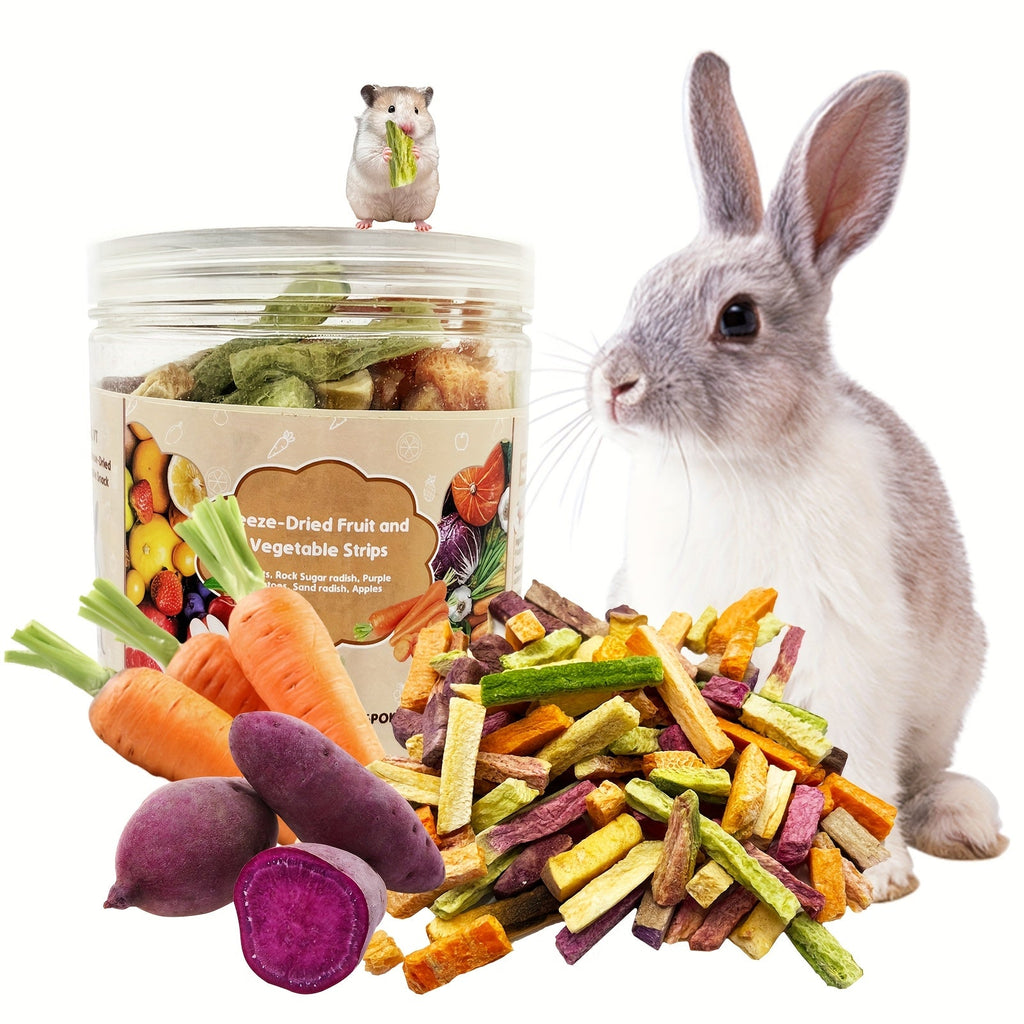 Freeze Dried Small Animal Treats with Vegetables and Fruits, Three Style Options for Pet Owners Planning Species-Appropriate Snack and Reward Routines