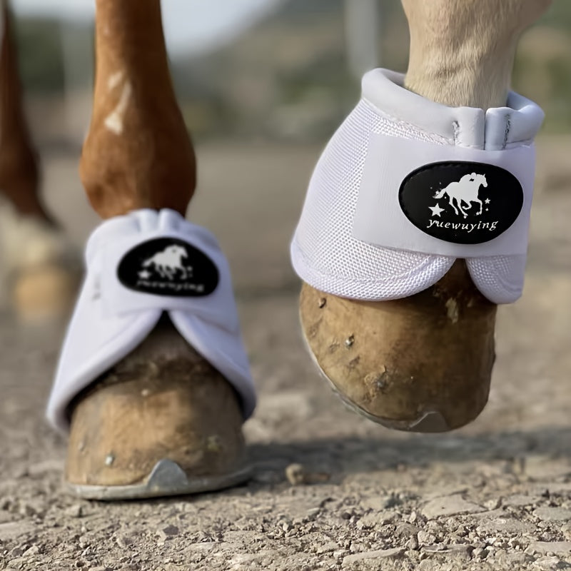No-Turn Horse Bell Boots Pair, Protective Equine Hoof Boots in Small, Medium and Large with Black, White, Royal Blue and Red Color Options