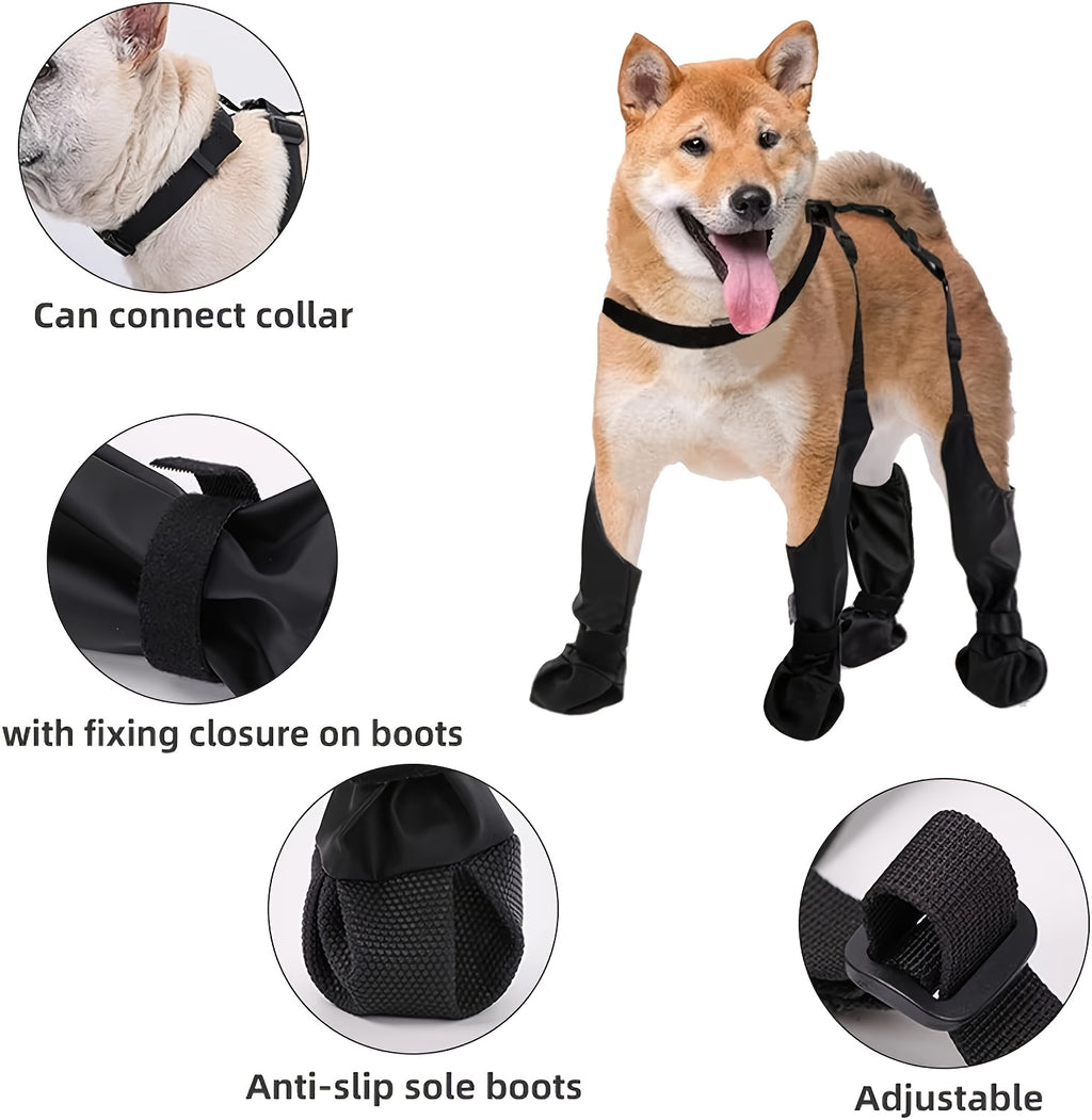 Waterproof Dog Boots for Small Dogs, Adjustable Non-Slip Dog Booties with Rubber Sole for Winter Snow, Rain and Hiking, All-Season Paw Protection Size S