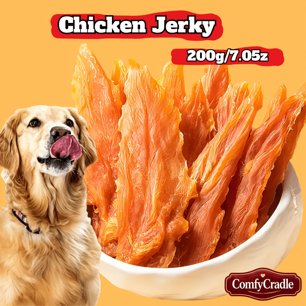 Chicken Jerky for Dogs 200g, Dried Chicken Dog Treats for Supervised Training Rewards, Everyday Snack Time and Dog Lover Gift Baskets