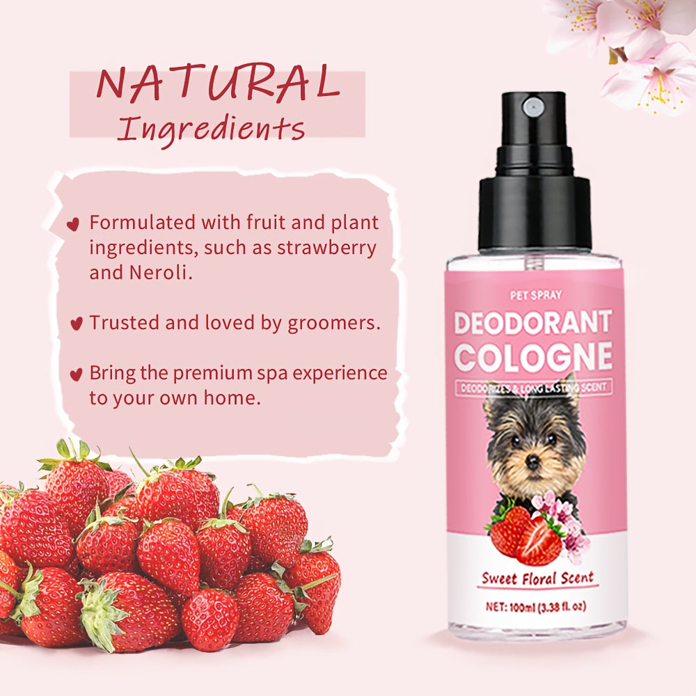 Dog Cologne with Sweet Floral Scent, 4.2 oz Pet Deodorant for Grooming Routines, White Peony, Vanilla and Berry Fragrance Notes