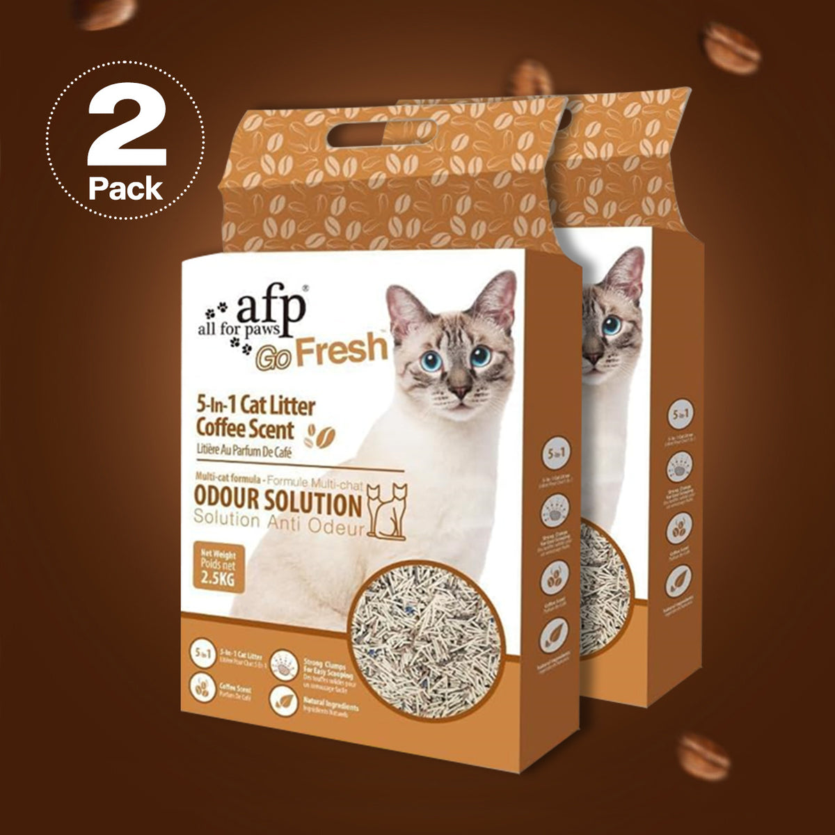 Coffee Scented Tofu Cat Litter, 5.5L Per Pack with Low-Dust Quick-Clumping Formula for Indoor Litter Box Care, Available in 2, 4 or 6 Packs