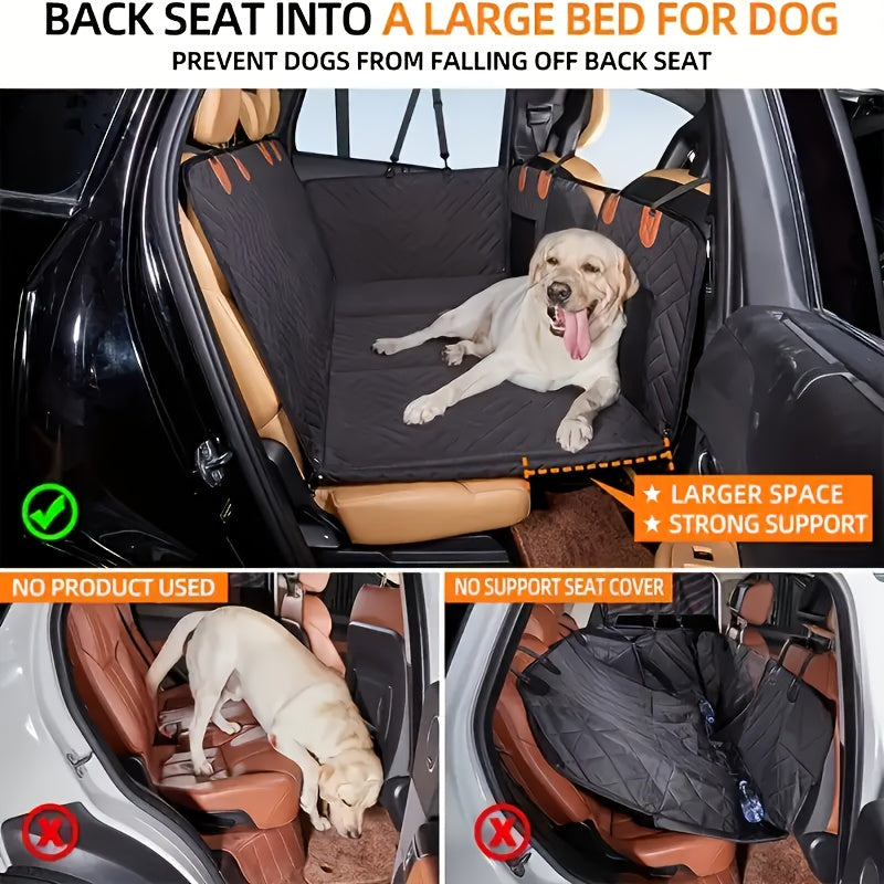 Dog Car Seat Protector with Hard Bottom, Scratch-Resistant Back Seat Extender in Black for Pet Travel in Cars, SUVs and Trucks