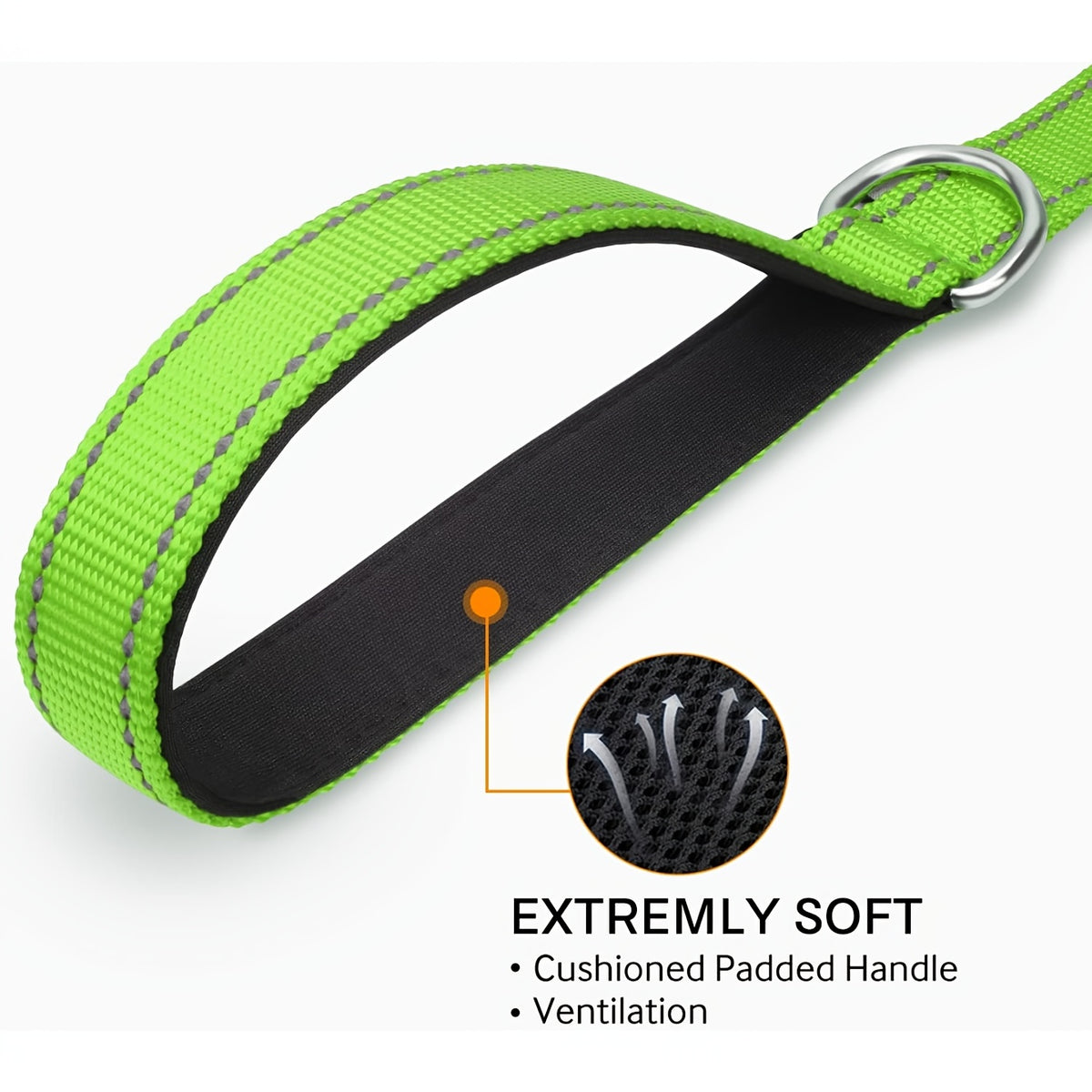5 Foot Reflective Dog Leash with Padded Handle, 1 Inch Wide Flat Walking Lead for Medium and Large Dogs, Daily Walks and Training in Six Colors