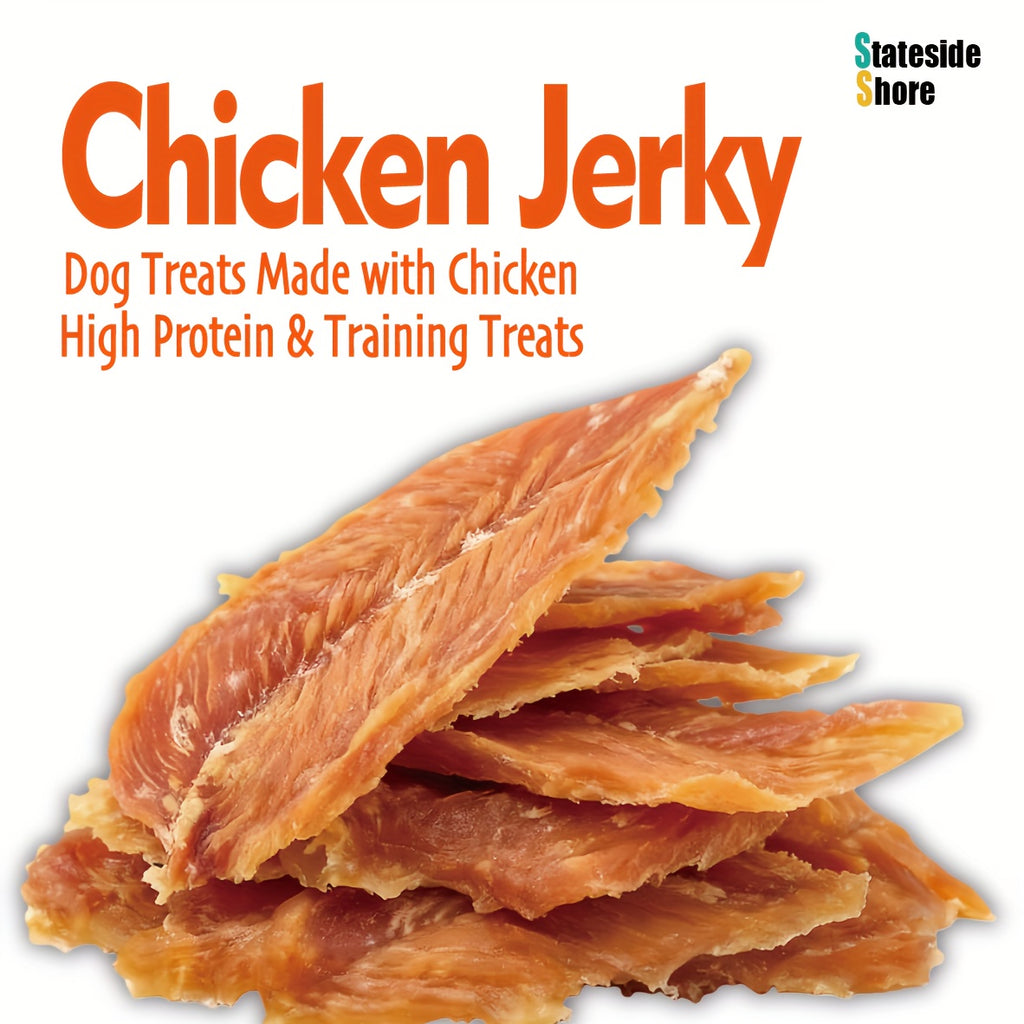 Dried Chicken Jerky Dog Treats, Chicken Breast Strips for Supervised Training Rewards and Everyday Snacks, 300g or 900g Bag Options