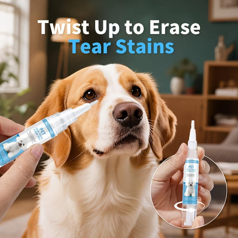 Tear Stain Remover Pen for Dogs and Cats, 2 Pack Rinse-Free Fur Cleaner for White Coats, Targeted Tear Mark Grooming and Daily Pet Care