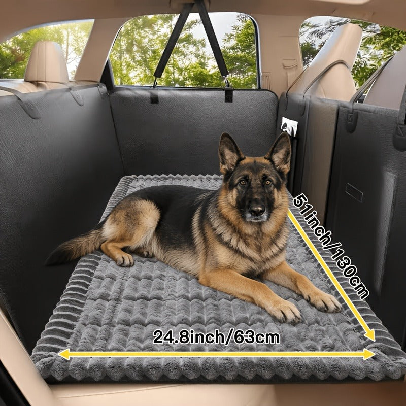 Dog Car Seat Mat with Ribbed Plush Surface, 24.8 x 51.18 Inch Non-Slip Pet Travel Pad in Four Colors for Compatible Cars, SUVs and Trucks