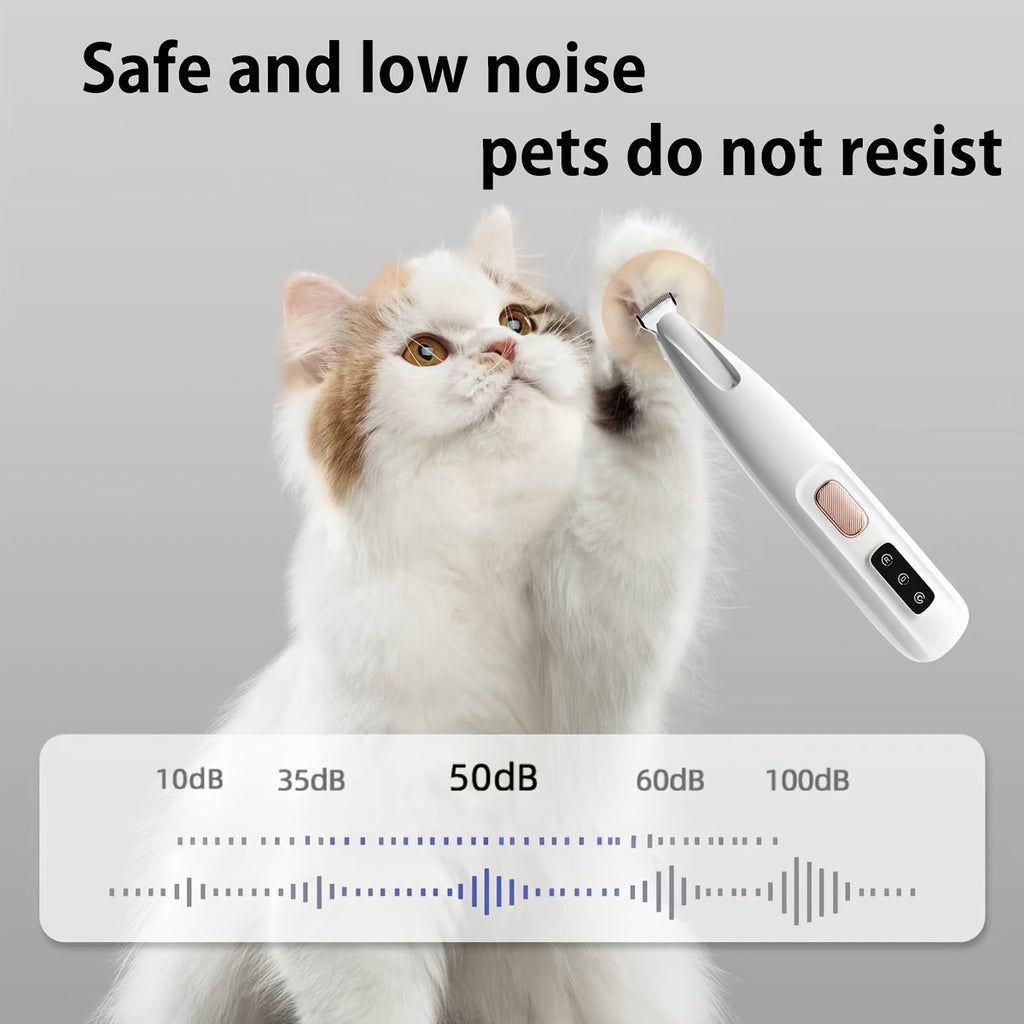 Pet Grooming Clippers for Cats and Small Dogs, White Low-Noise Hair Trimmer with USB and Battery Power for Home and Travel Grooming