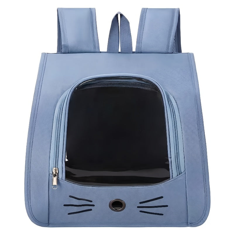 Cat-Face Pet Carrier Backpack with Clear Viewing Window, Collapsible Mesh-Sided Travel Bag for Cats and Small Dogs, Four Color Options