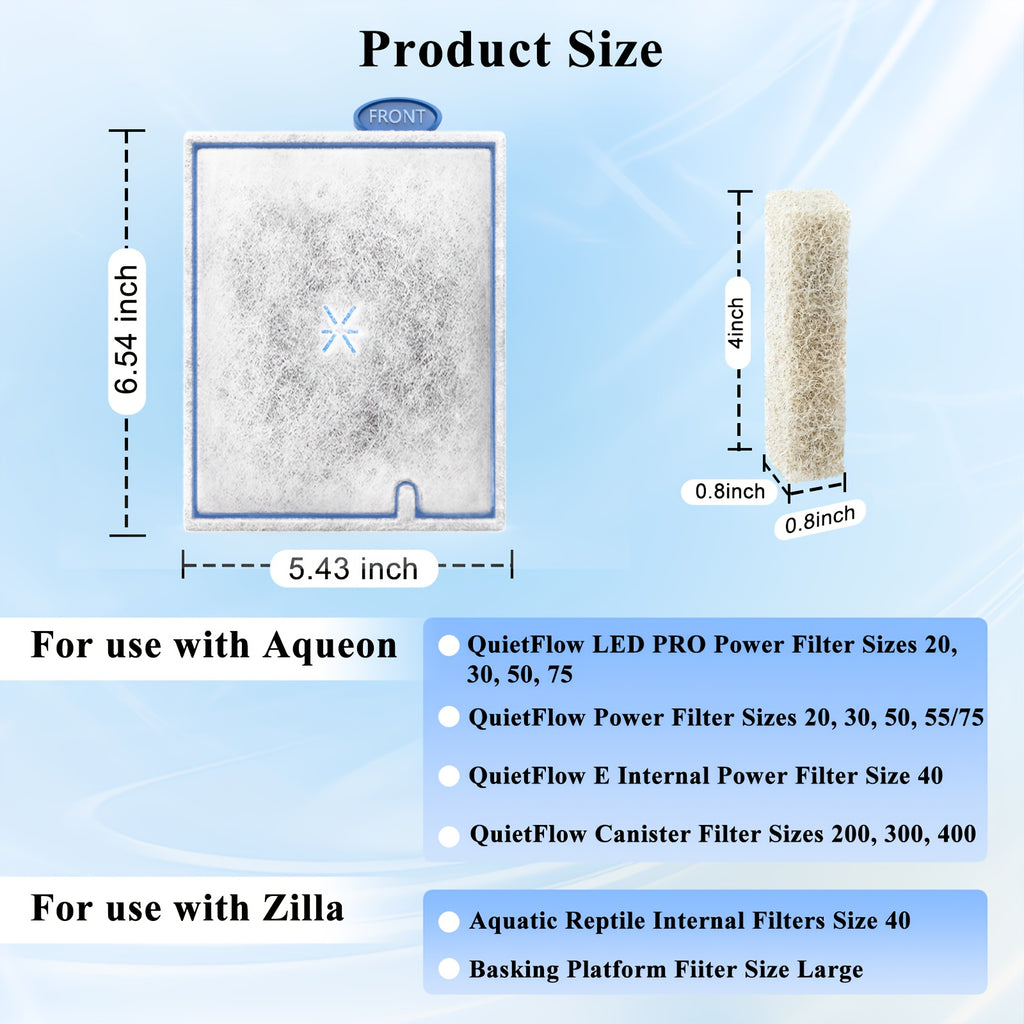 Large Aquarium Filter Cartridges for Aqueon QuietFlow, Replacement Filters with Pads for Compatible Fish Tank Filters, 4/8/16 Pack Options