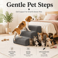 Dog Stairs for Bed with Dutch Velvet, Non-Slip Pet Steps for Small and Senior Dogs, 2/3/4-Step Options for Sofa and Couch, Gray or Pink