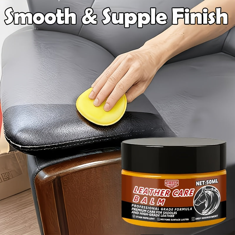 Tack Conditioning Balm with Sponge, QMBFT 2PCS Portable Care Set for Boots, Bags and Belts, Buffable Finish for Everyday Equipment Care