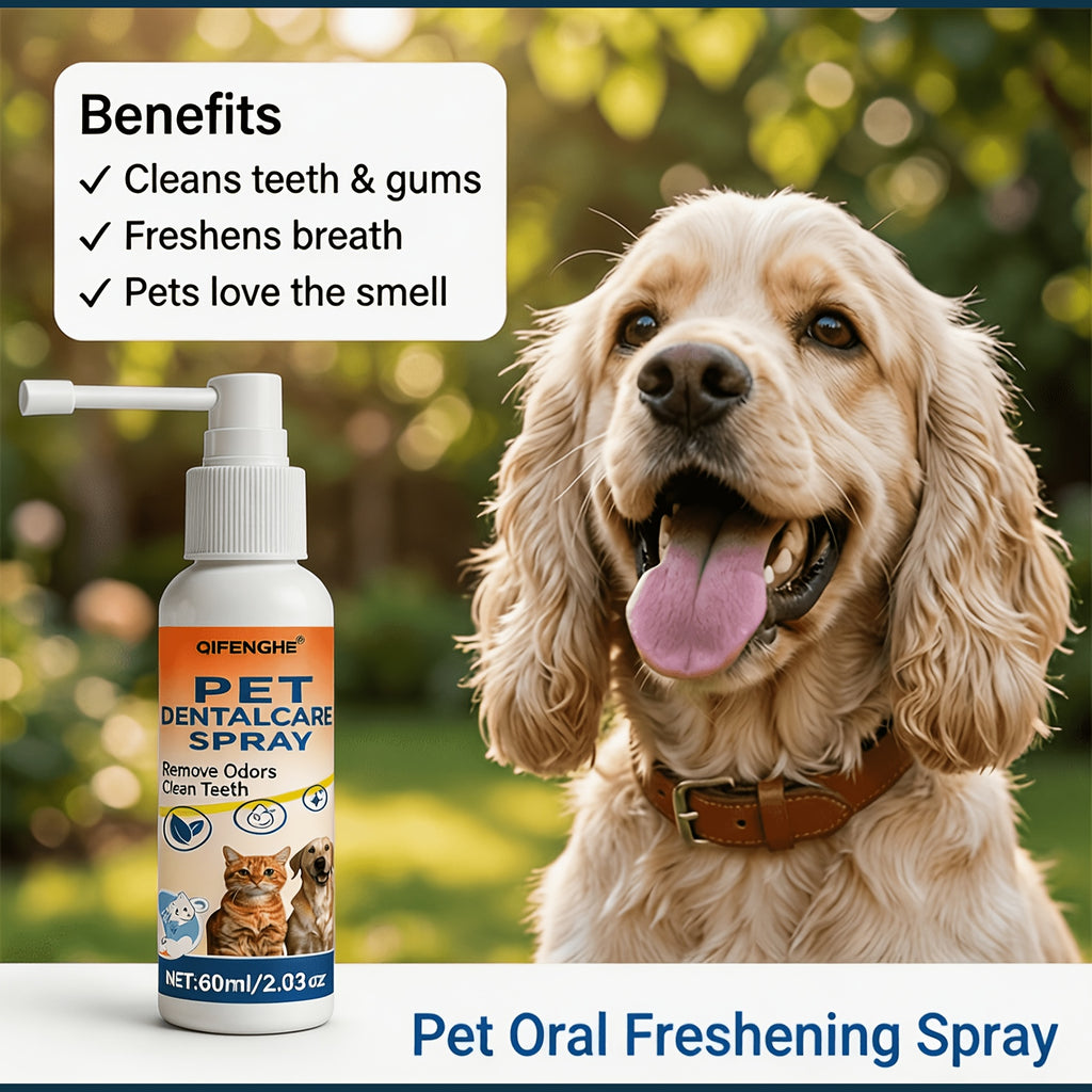 Pet Breath Freshener Spray for Dogs and Cats, 60ml Oral Care Mist for Everyday Mouth Hygiene Routines and At-Home Pet Grooming Supplies