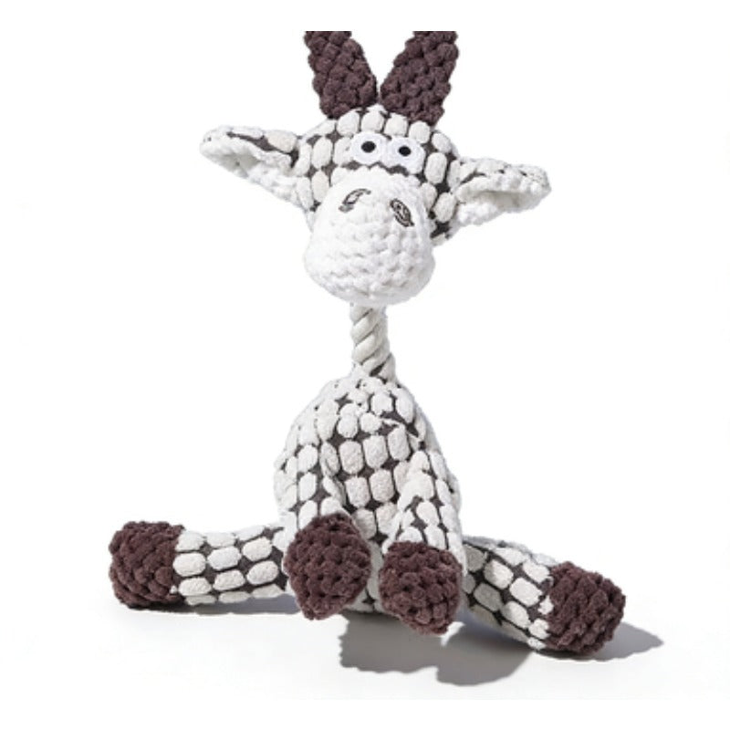 Washable Squeaky Plush Dog Toy for Small and Medium Dogs, Seven Animal Style Options with Goat, Giraffe, Donkey and Puppy Designs for Gentle Play