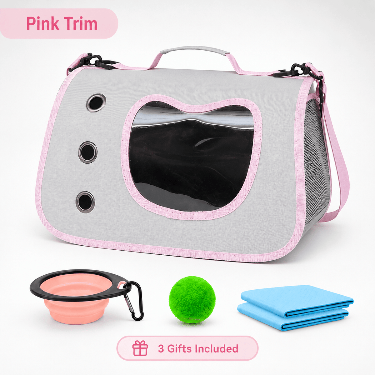 Pet Carrier Bag with Side Opening for Cats and Dogs, Soft-Sided Breathable Travel Tote for Handheld and Shoulder Carry, Off-White, Orange or Pink