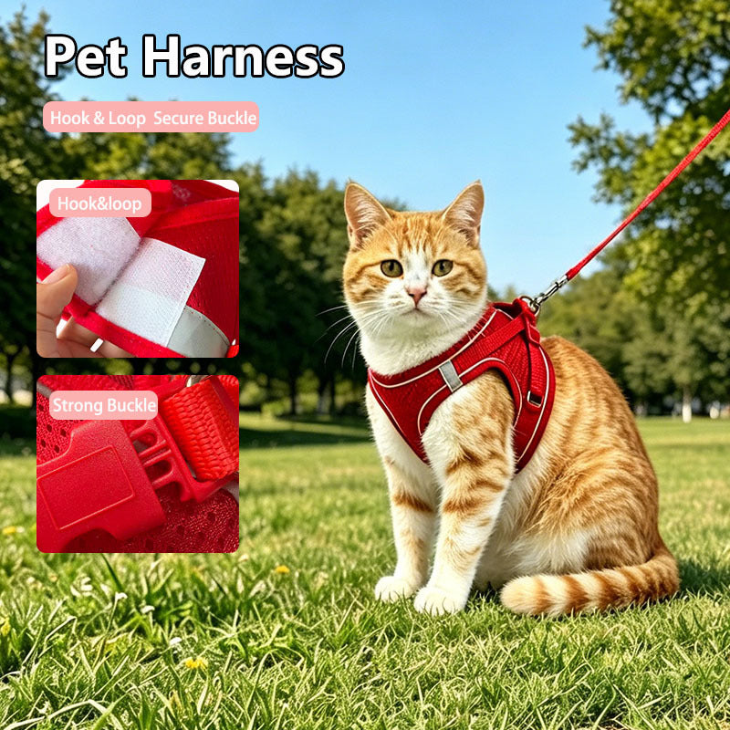 Small Dog Harness and Leash Set, Lightweight Breathable Mesh Vest with Reflective Trim for Cats and Puppies, XS S L XL Walking Gear