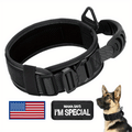 Tactical Dog Collar 2.6 Inch Wide with Padded Control Handle, Reflective Adjustable Nylon and Mesh Collar with Metal Buckle and 2 Patches, M L XL
