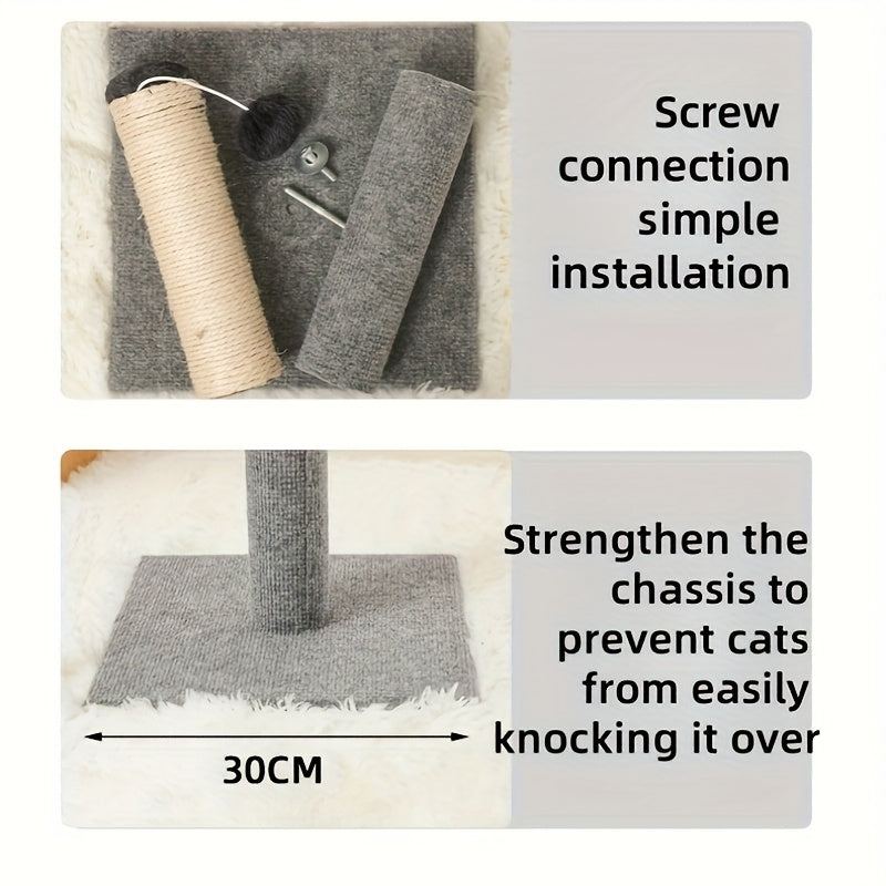 Cat Scratching Post 21 Inch with Hemp Rope, Multi-Level Indoor Cat Climbing Tower with Hanging Balls for Kittens and Adult Cats in Three Colors