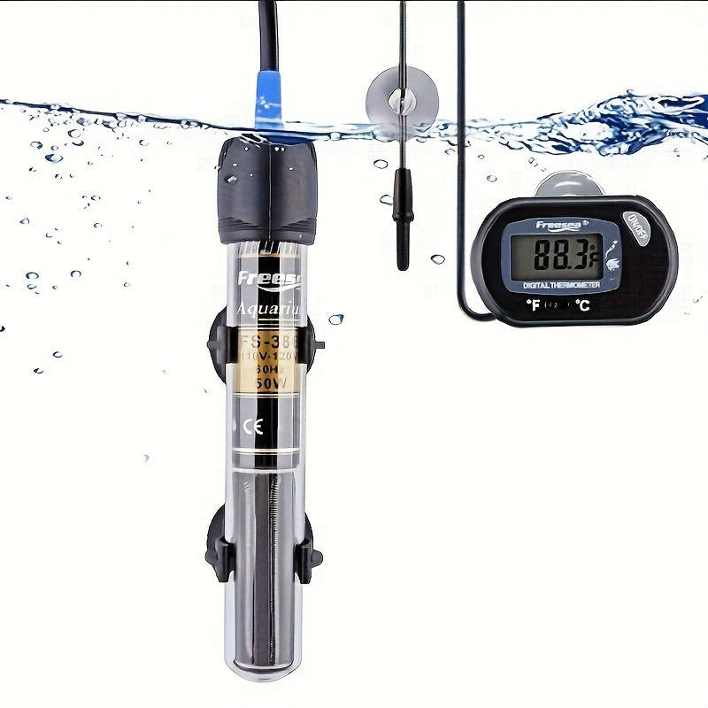 Aquarium Heater with Thermometer, Submersible Fish Tank Water Heater in 25W, 50W, 100W or 300W for Freshwater and Saltwater Setups