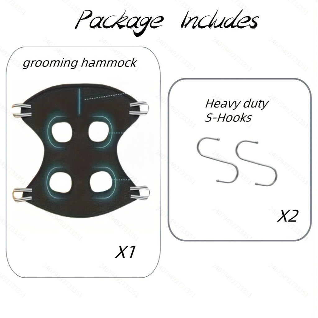 Dog Grooming Hammock with Nail Trimmer for Small to Large Dogs, Sturdy & Safe Grooming Harness Sling with Durable Carabiner Clips & Straps for At-Home Nail Trimming, Bathing & Coat Care, XS-L