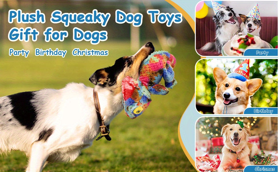Chameleon Dog Toy with Crinkle Paper, Stuffed Animal Pet Toy for Battery-Free Supervised Indoor Play and Dog Birthday Gifts