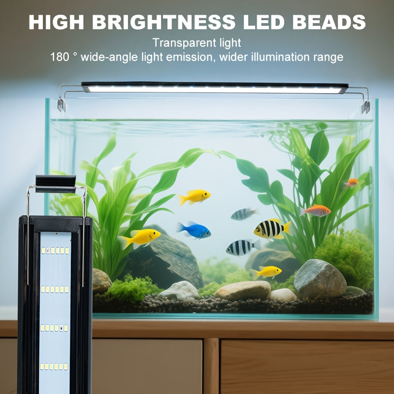 Aquarium Plant Light with Retractable Stand, Blue and White Fish Tank Lighting for Open-Top Home Aquariums, Five Sizes for 7.09-26.77 Inch Tanks