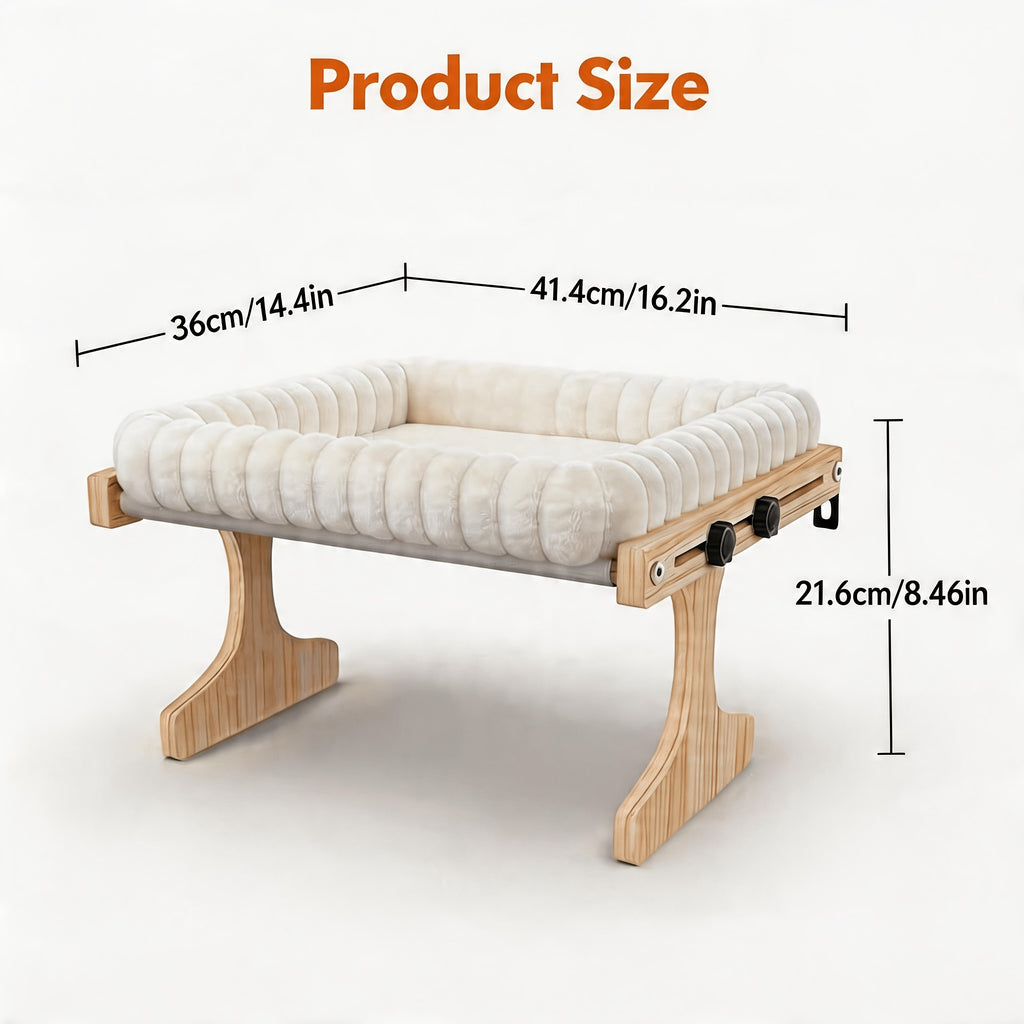 Cat Window Perch with Plush Nest, 3-in-1 Windowsill Hammock and Bedside Cat Bed for Small and Medium Cats, Single or Two-Layer Styles