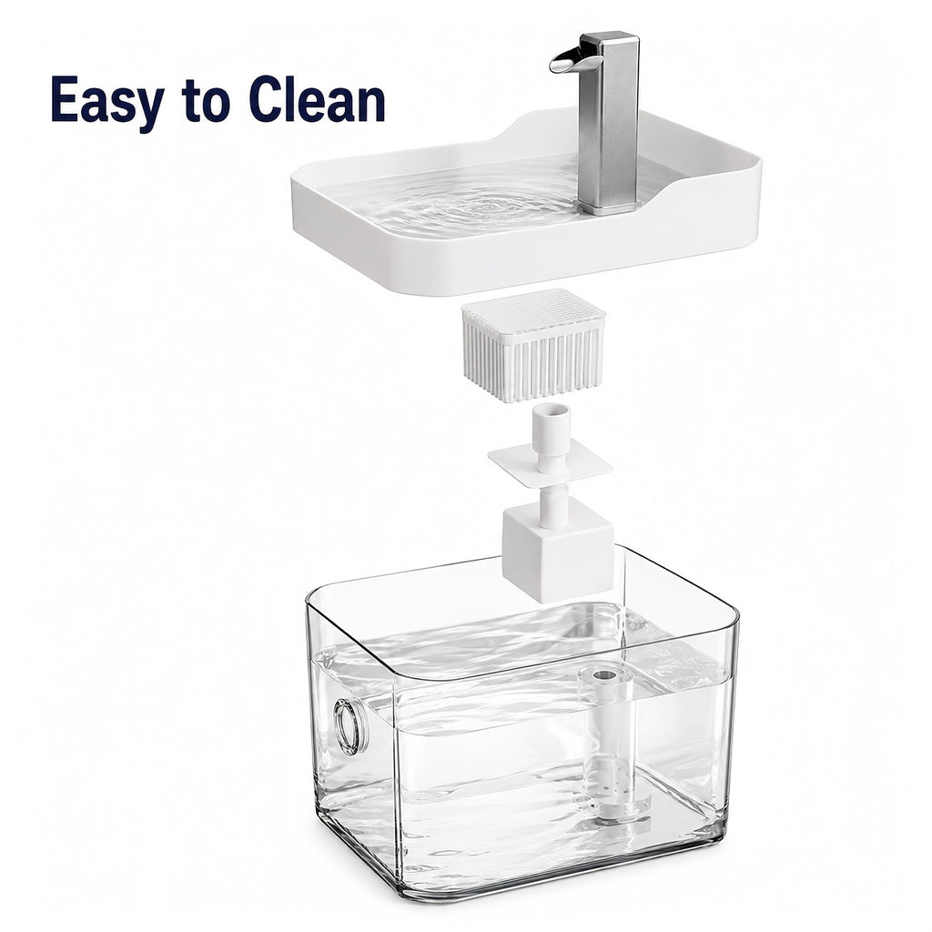 Cat Water Fountain with Faucet-Style Spout, Quiet USB Powered Filtered Pet Drinking Dispenser with Visible Water Tank for Cats and Dogs