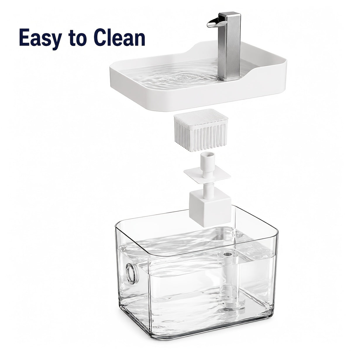 Cat Water Fountain with Faucet-Style Spout, Quiet USB Powered Filtered Pet Drinking Dispenser with Visible Water Tank for Cats and Dogs