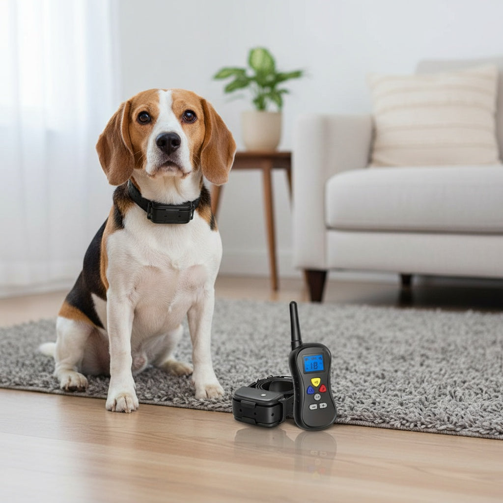 Dog Training Collar 1350ft with Digital Remote, Adjustable Black Strap, Beep, Vibration and Static Modes for Supervised Single-Dog Sessions